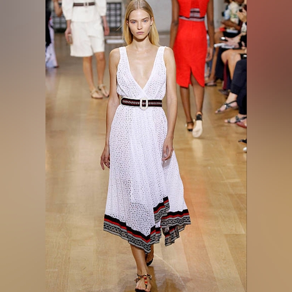 ◇$3990 OSCAR DE LA RENTA NEW GORGEOUS WHITE EYELET MIDI RUNWAY DRESS US 4 - Picture 10 of 13